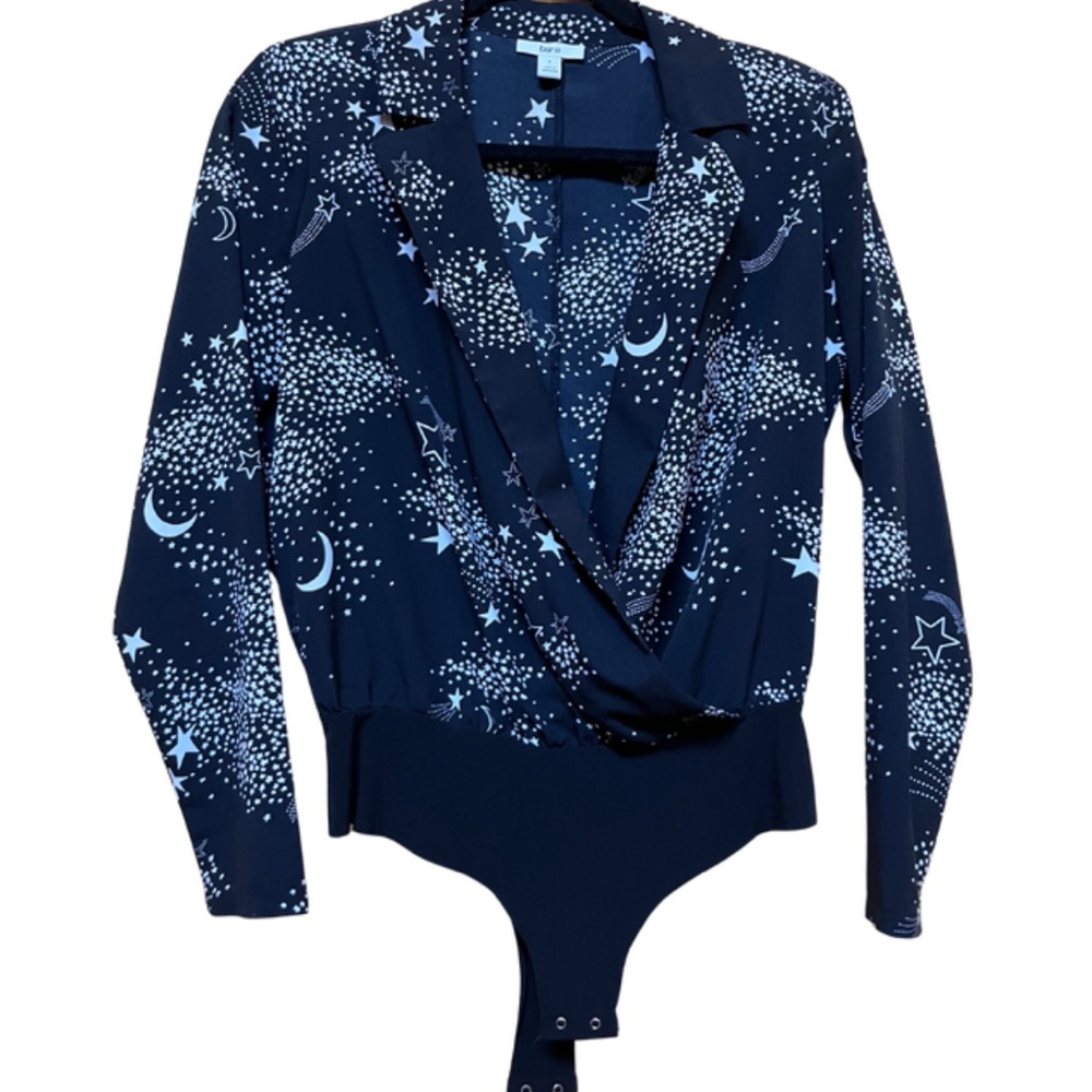 Indie Sleaze Astrology galaxy black bodysuit alternative whimsy goth size S